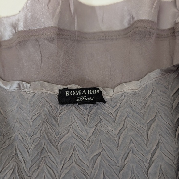 Komarov Charmeuse Dress Luminous Oyster Smoke Ombre Tiered Satin Midi - Picture 10 of 11